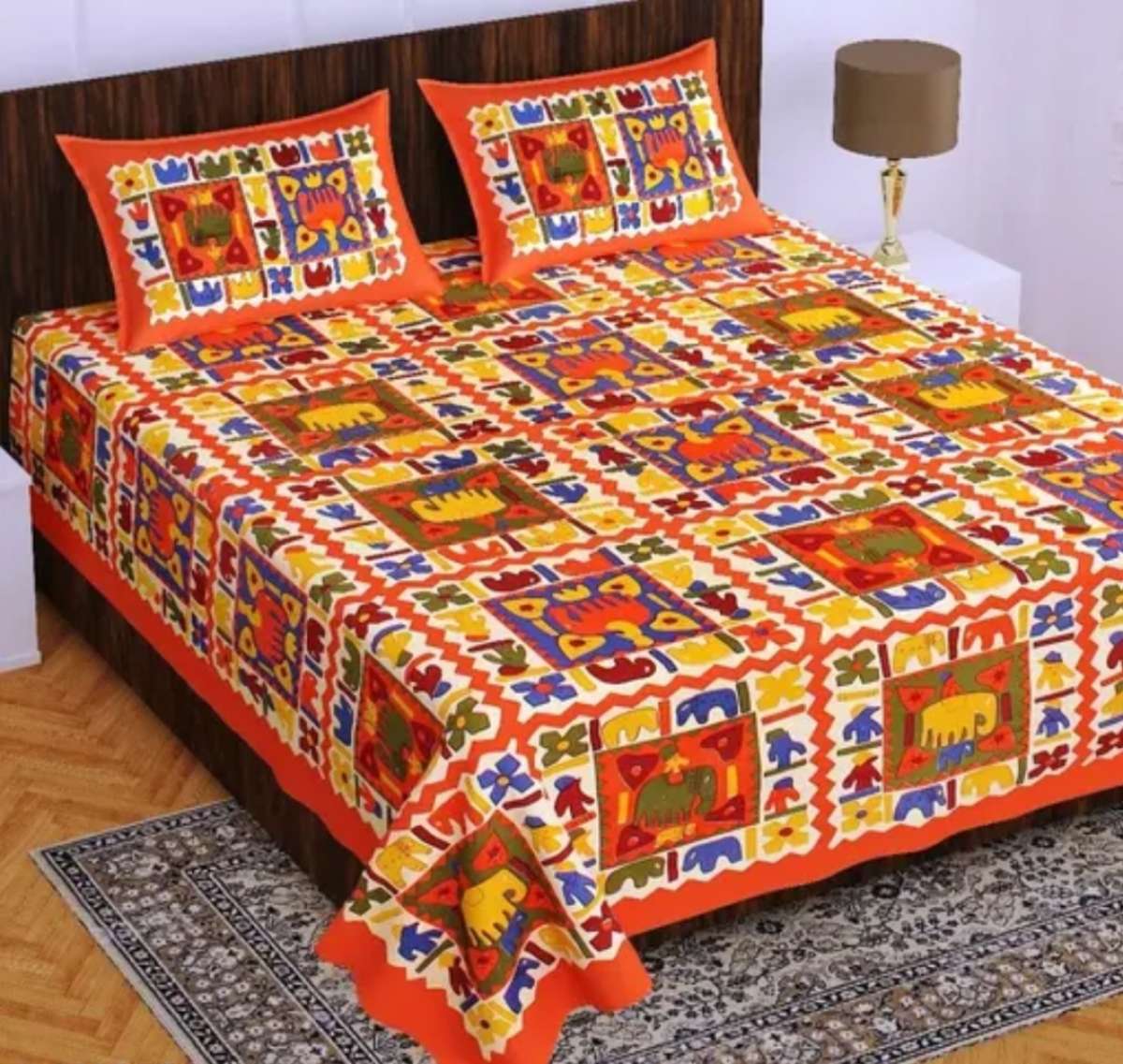 Rajasthani 100 Jaipuri Cotton King Size Double Bedsheet With