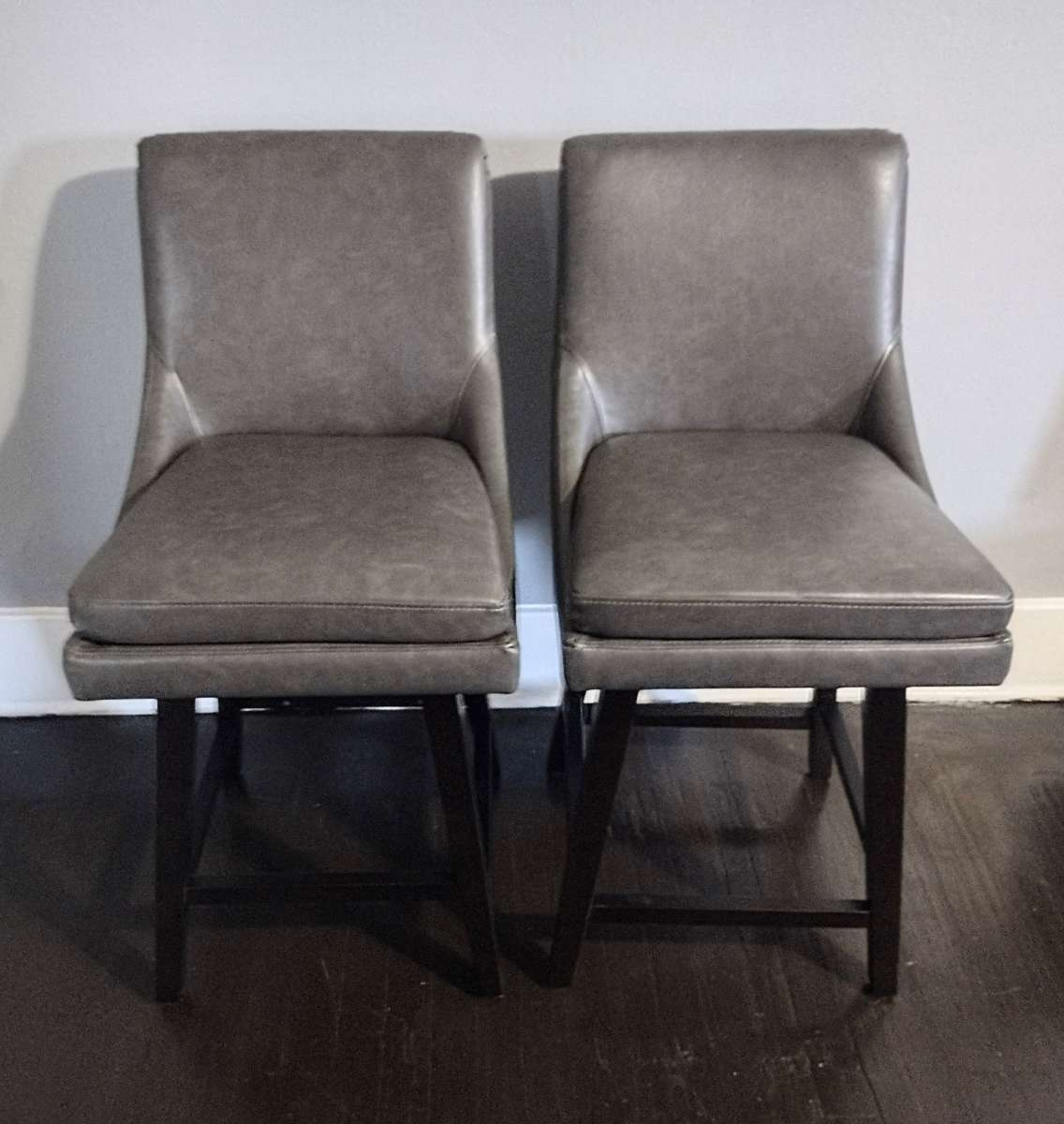 FIRE SALE Lissa Retro Gray Faux Leather Swivel Counter Stool