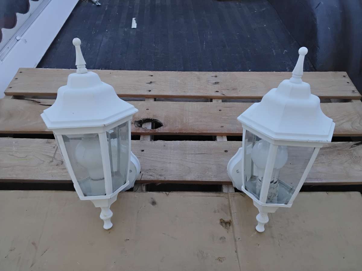 White WallMount Lighting Central Park StyleTwilight Sentinel