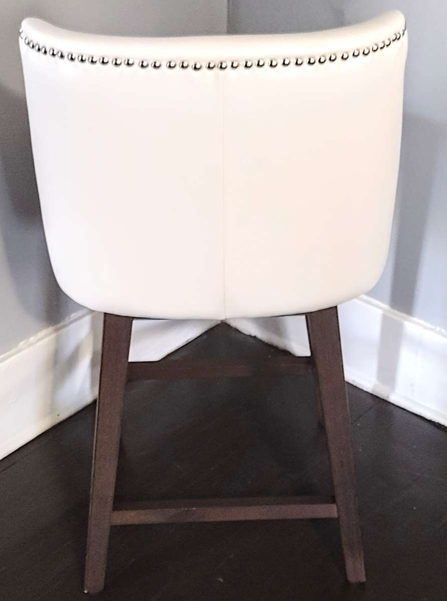 Asher White Swivel Nailhead Trim Counter Stool