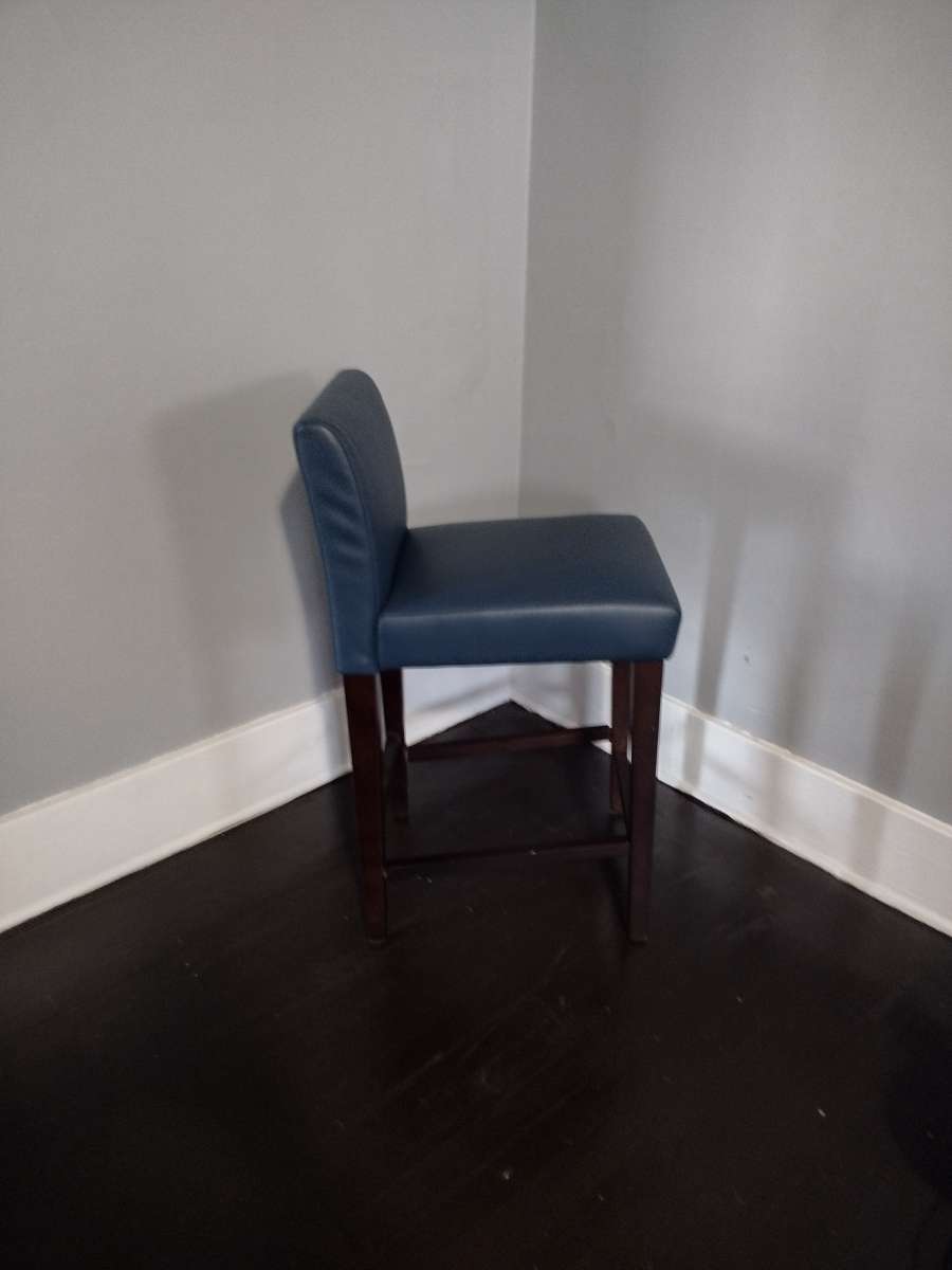 Elijah Dark Blue Faux Leather Bar Counter Stool Set of 2