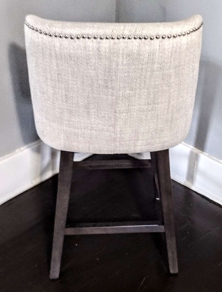 Asher Ivory Fabric Swivel Nailhead Trim Bar Counter Stool
