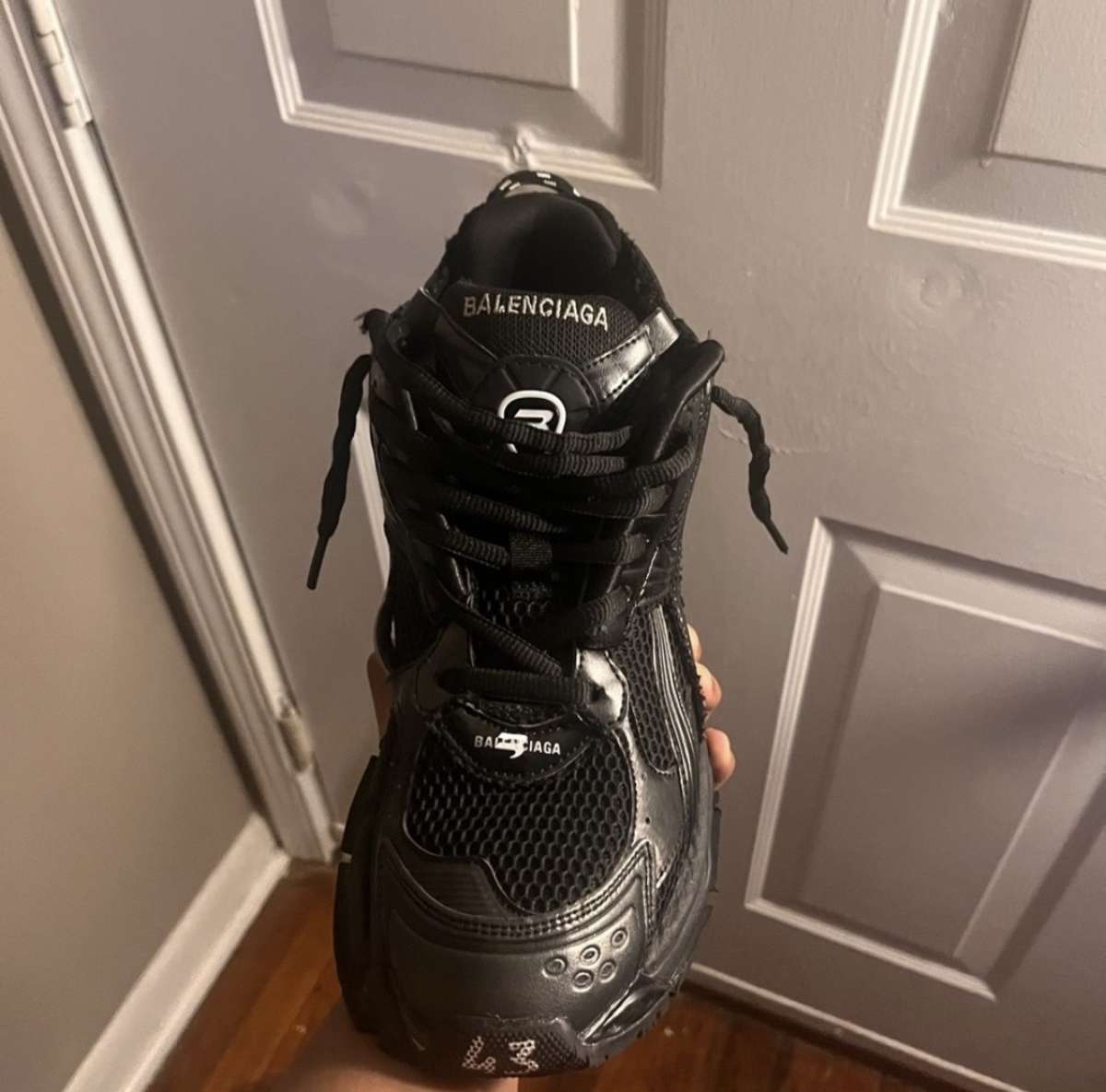 black balenciaga runner sneakers