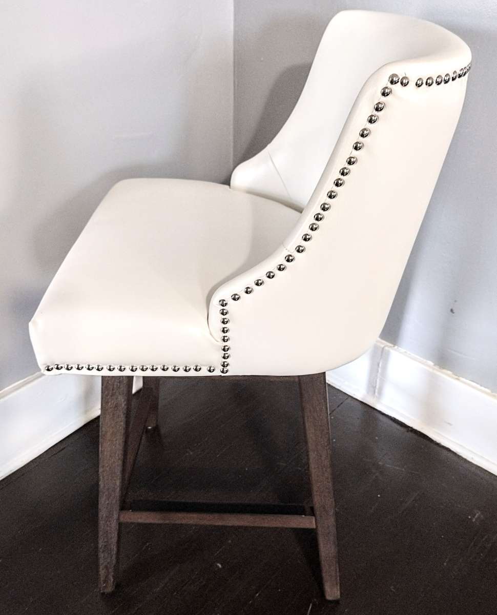 Asher White Swive lNailhead Trim Bar Counter Stool Set of 2