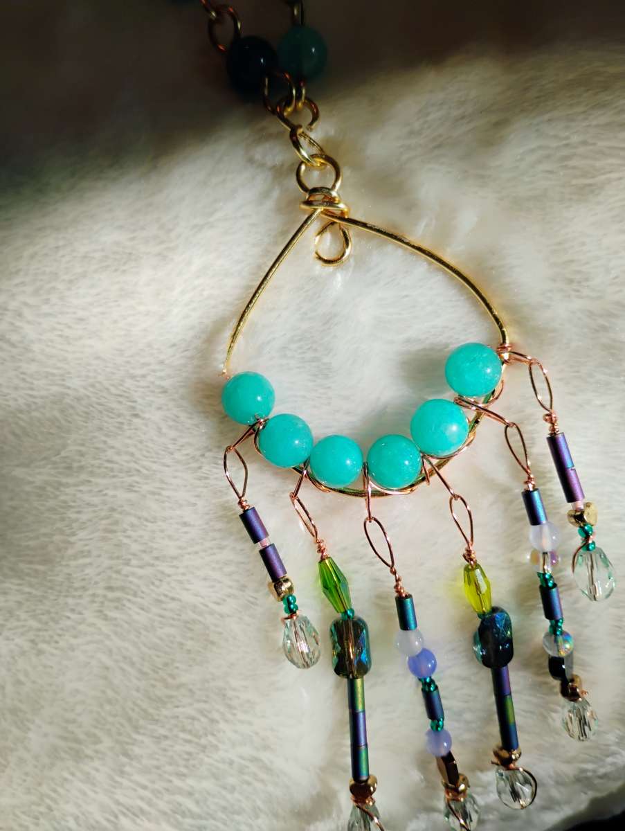 handmade necklace recycled copper natural stones