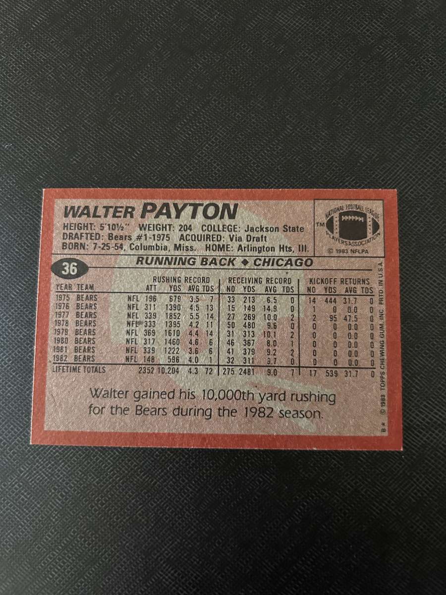 1983 Topps Football 36 Walter  Payton