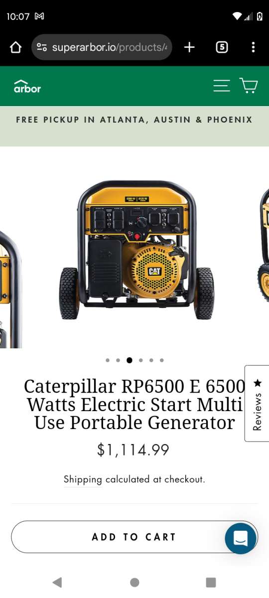 CAT RP6500 GAS POWERED PORTABLE GENERATOR  and homelite 4400