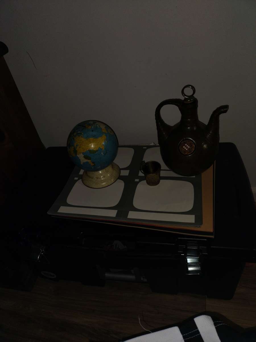 old kids toy truck GLOBE piggy bank antique pitcher and 3