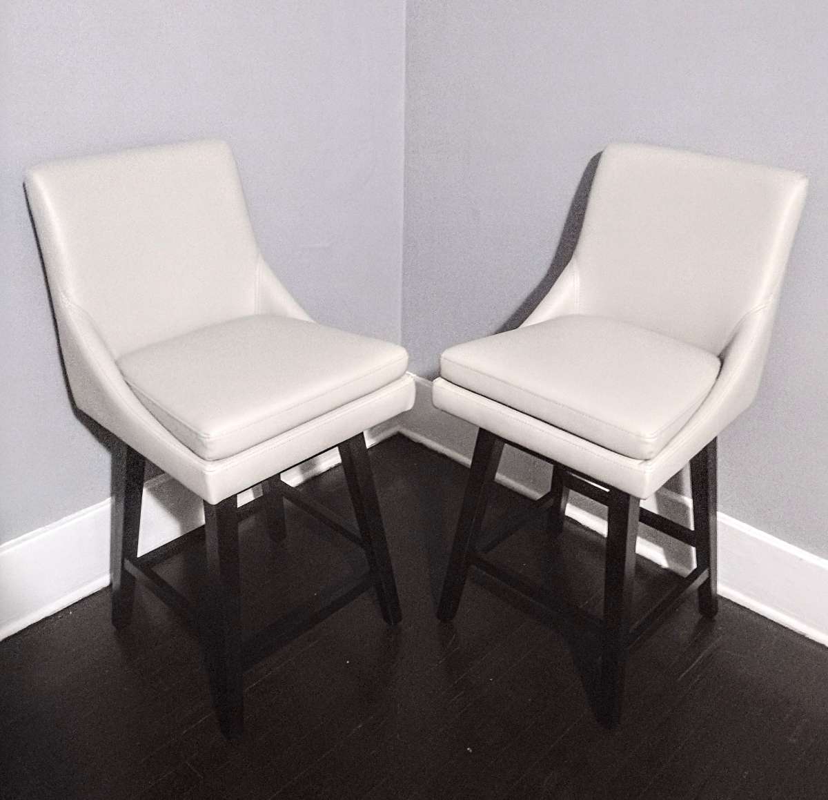 Lissa Light Gray Faux Leather Swive rCounter Stool Set