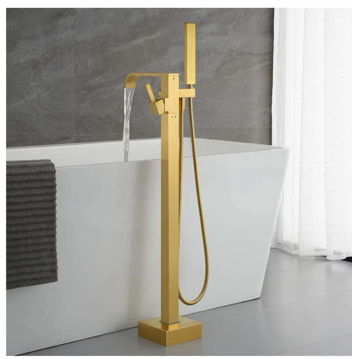 Bathtub Faucet With Brass Handle And Single Handed Shower