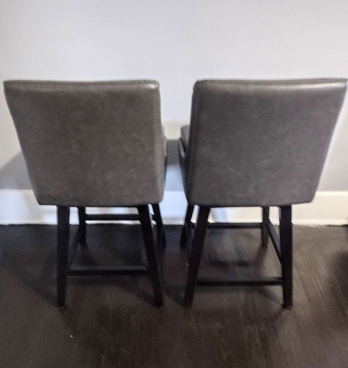 FIRE SALE Lissa Retro Gray Faux Leather Swivel Counter Stool