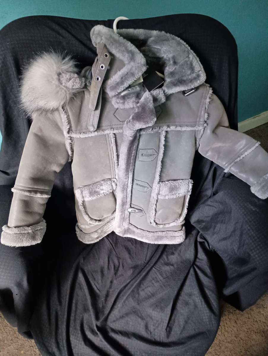 Faux Leather Faux Fur Toddler Coat