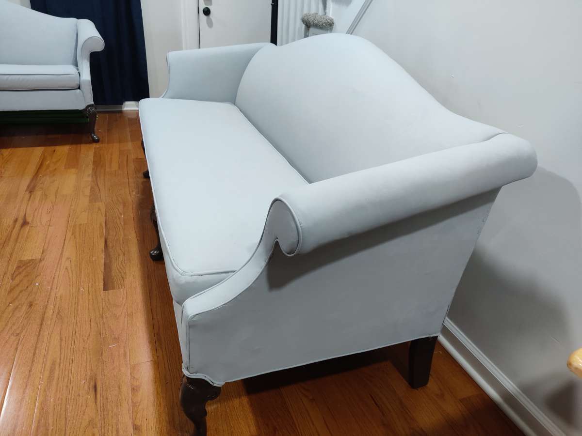 Ash Gray and Blue Couch Set