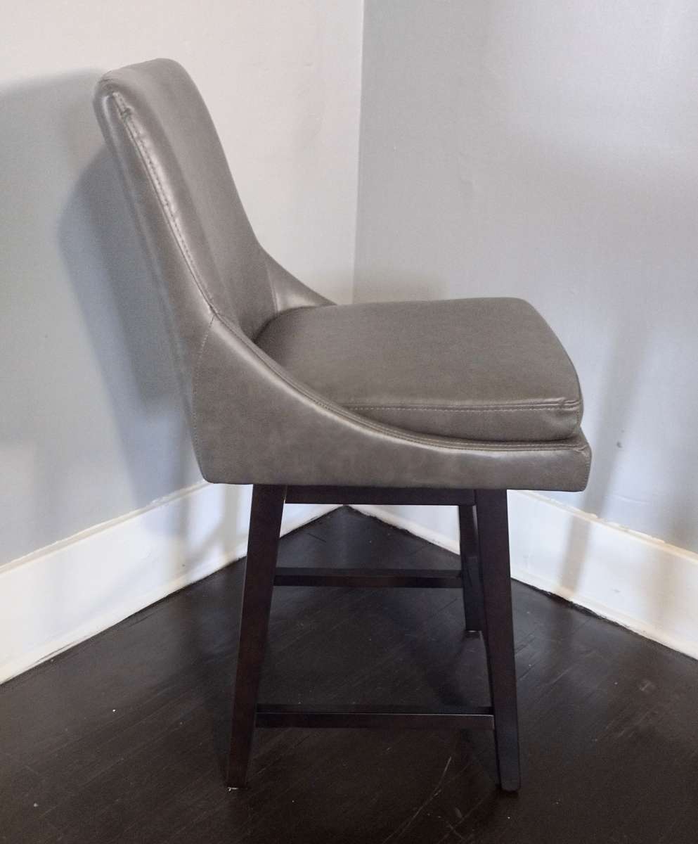 FIRE SALE Lissa Retro Gray Faux Leather Swivel Counter Stool