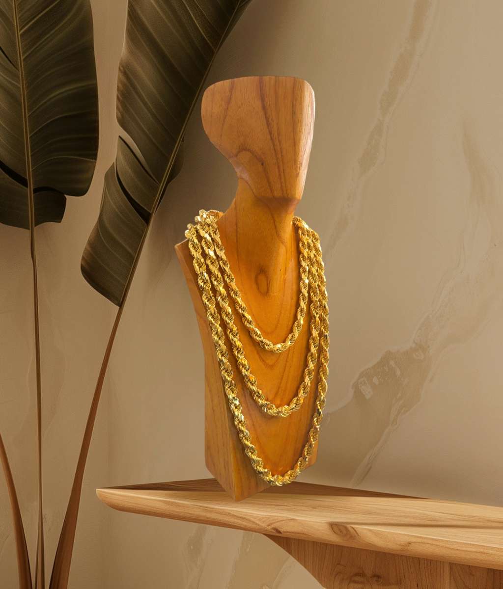 Luxury Diamond cut solid rope gold over silver chains