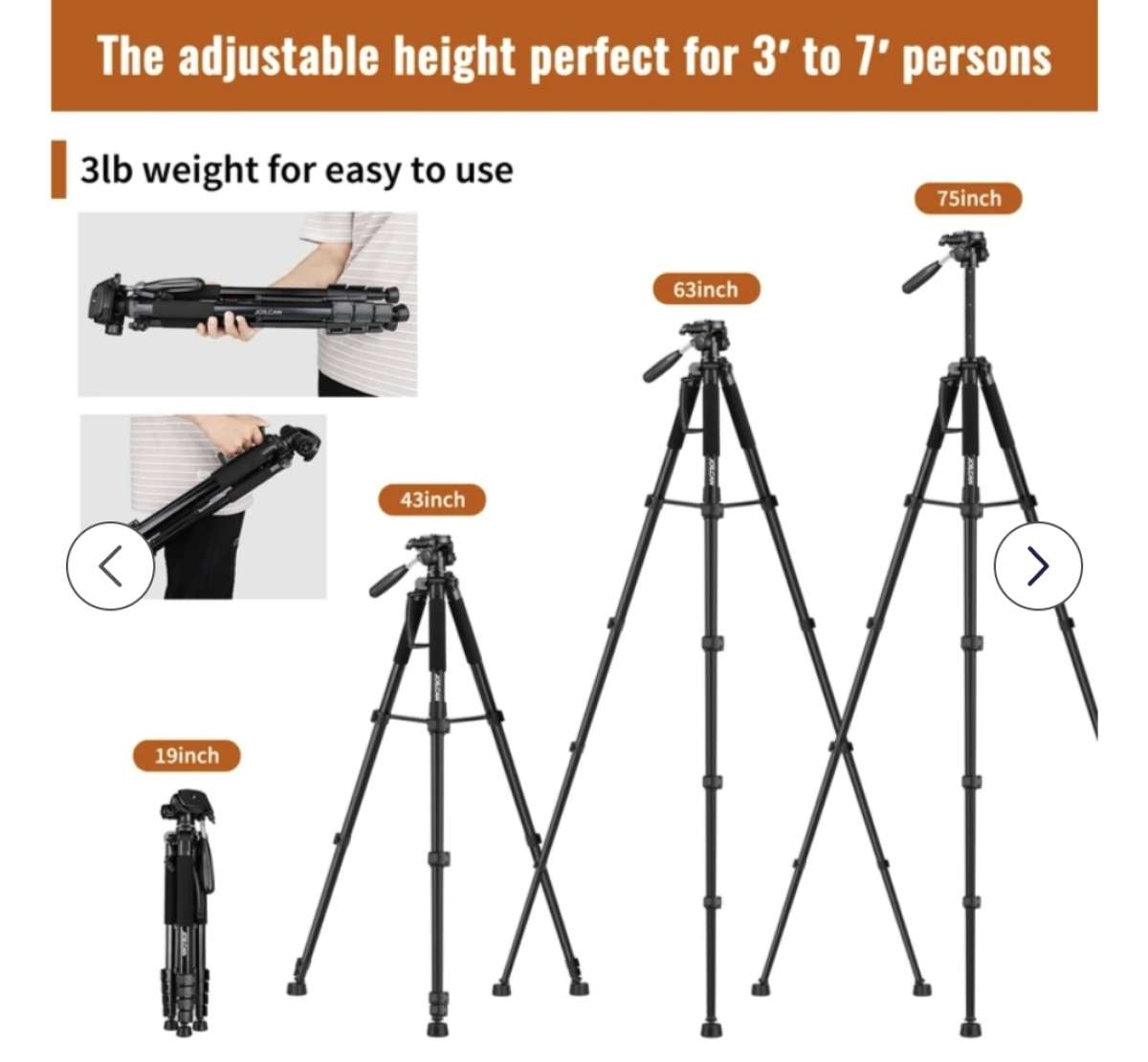 JOILCAN 75 Camera Tripod Tripod for Camera Stand