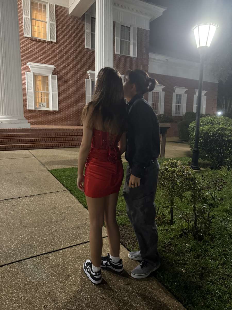 red hoco dress with gems