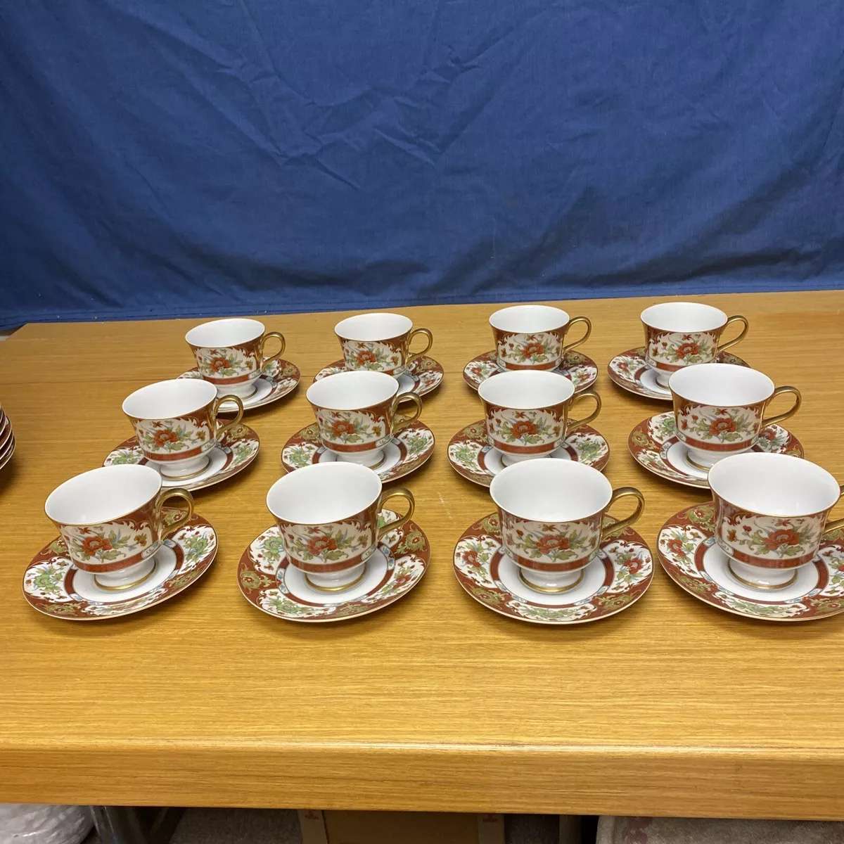 12 Sets Sango China Kyoto Footed Cup  Saucers  Japan