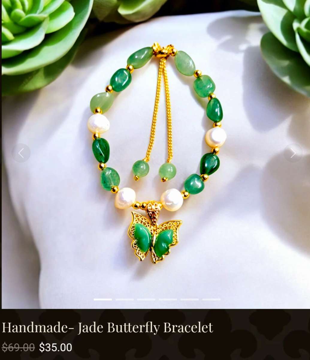 Adjustable Jade butterfly bracelet