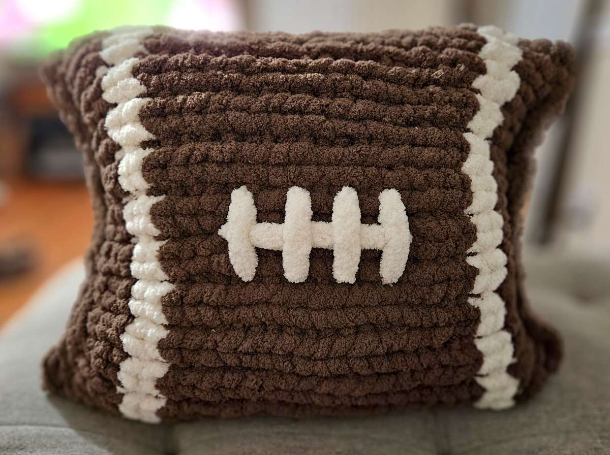Chenille Football Throw Pillow