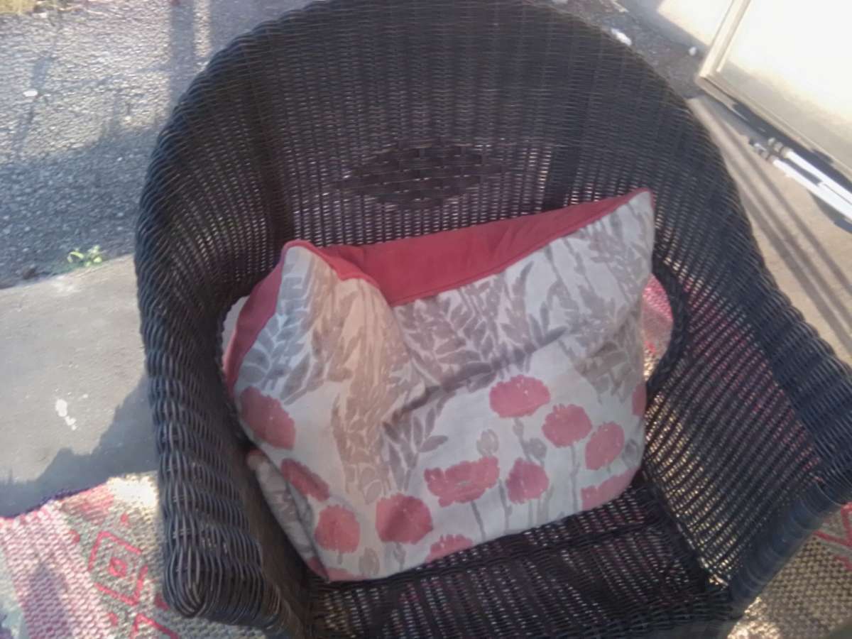 wicker furniture set and rug