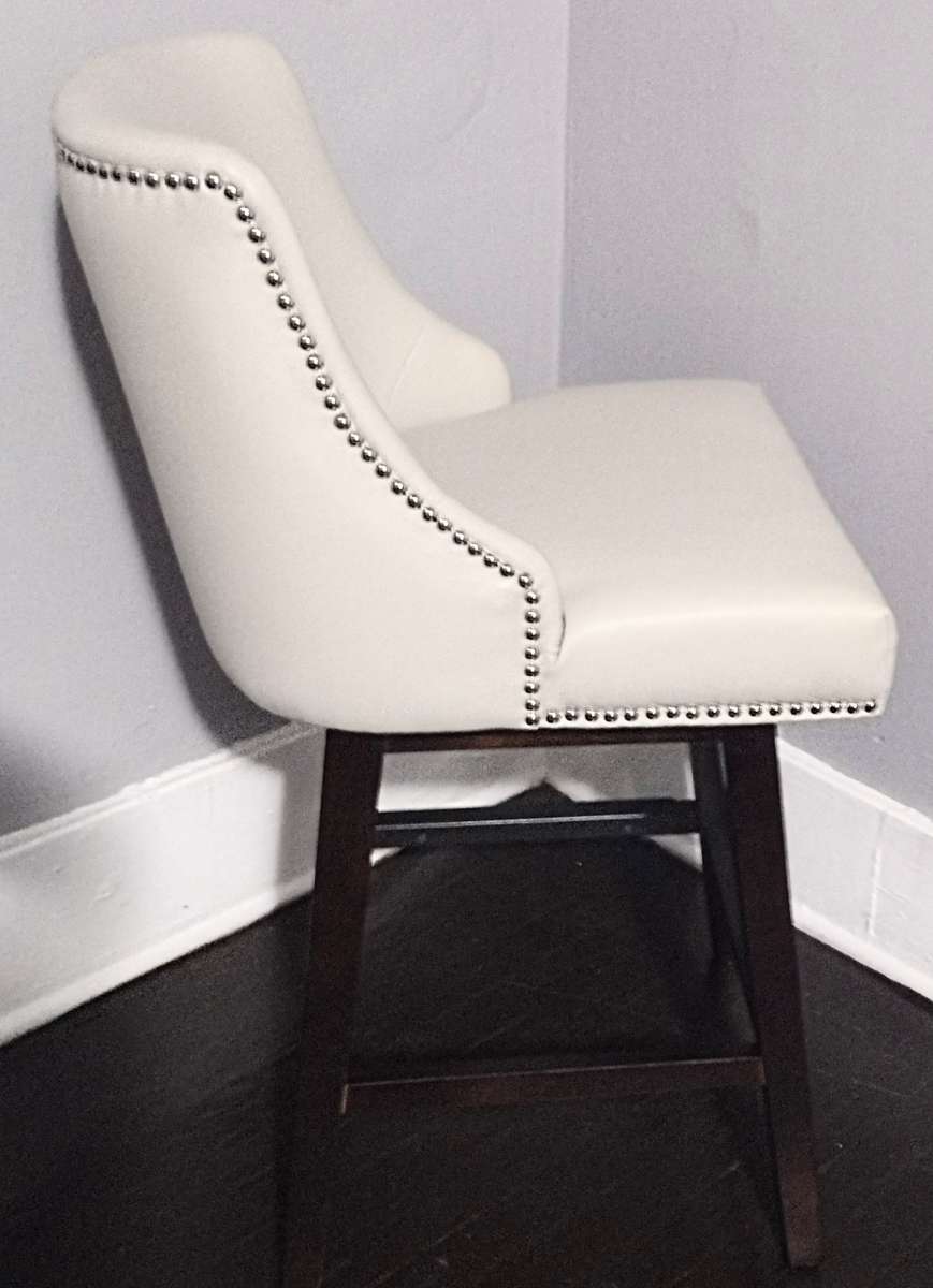 Asher Light Gray Swivel Nailhead Trim Counter Stool Set of 3