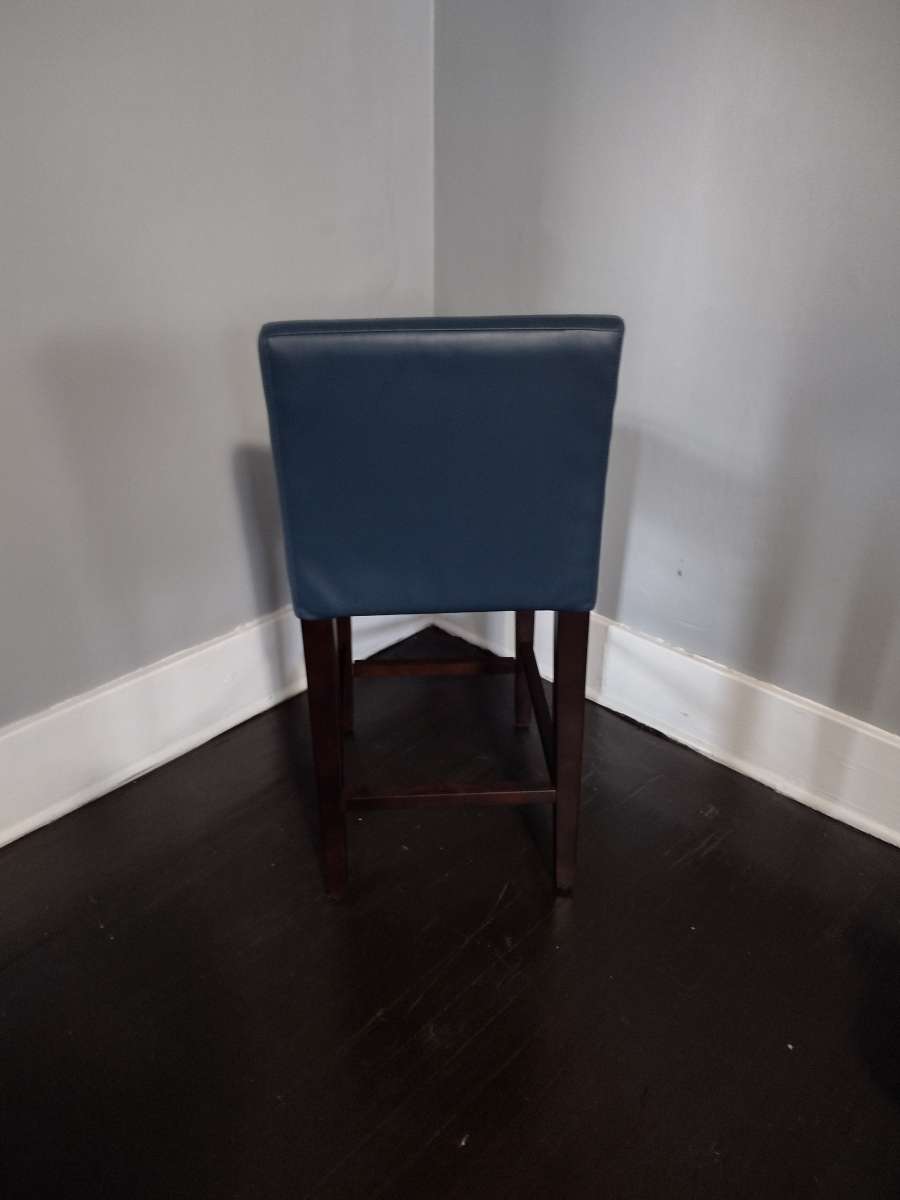 Elijah Dark Blue Faux Leather Bar Counter Stool Set of 2