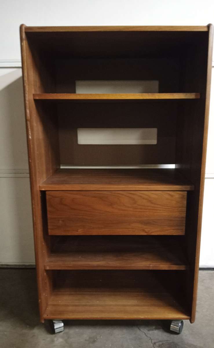 Solid wood Shelf on wheels with a drawer