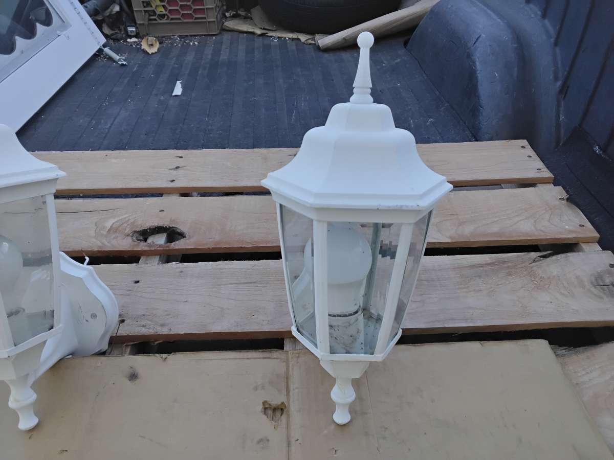 White WallMount Lighting Central Park StyleTwilight Sentinel