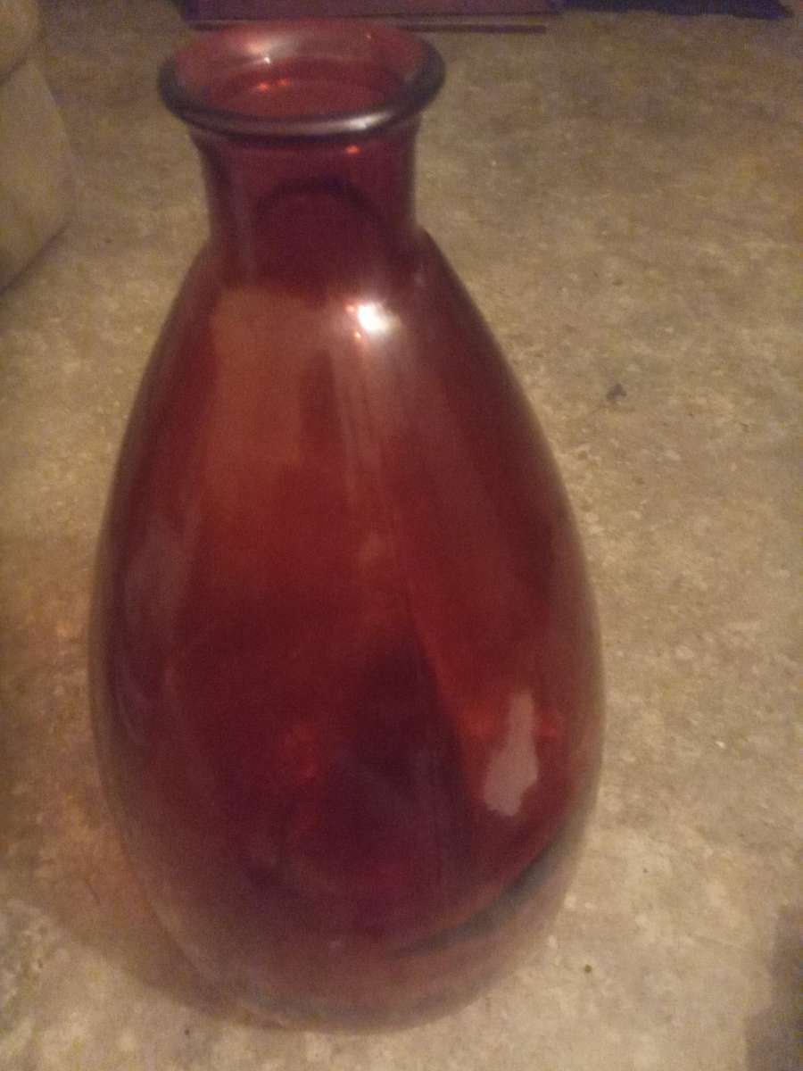tall large red glass vase