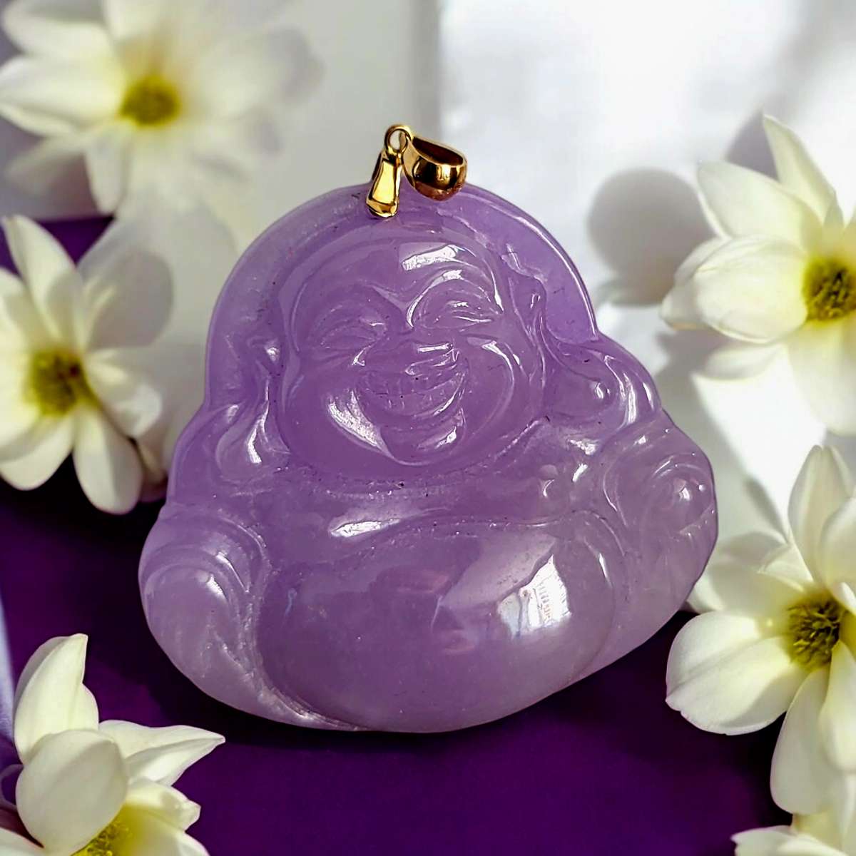 native lavender jade Buddha