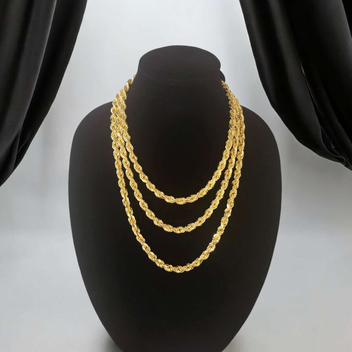3 mm  22 INCHES  4mm 24 INCHES  5mm  24 IN GOLD PLATED