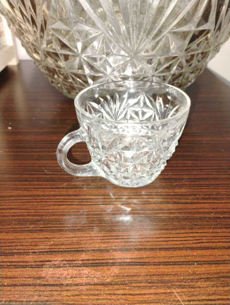 antique crystal punch bowl set