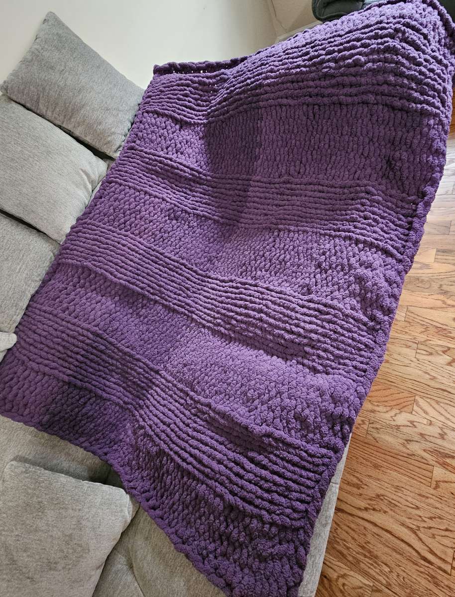 Large Knit Purple Blanket