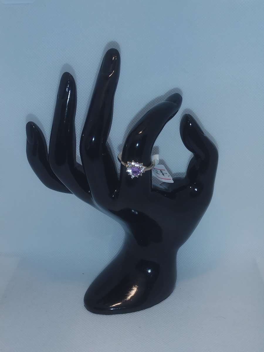 Purple White Heart Chic Rhinestone Ring