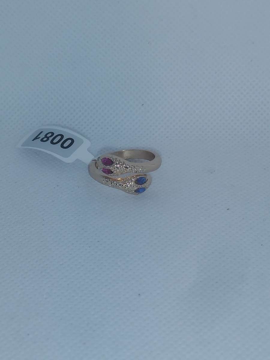 Pink Blue Snake Chic Rhinestone Ring