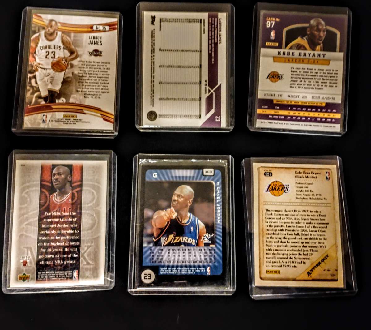 6 card lot Michael Jordan LeBron James Kobe