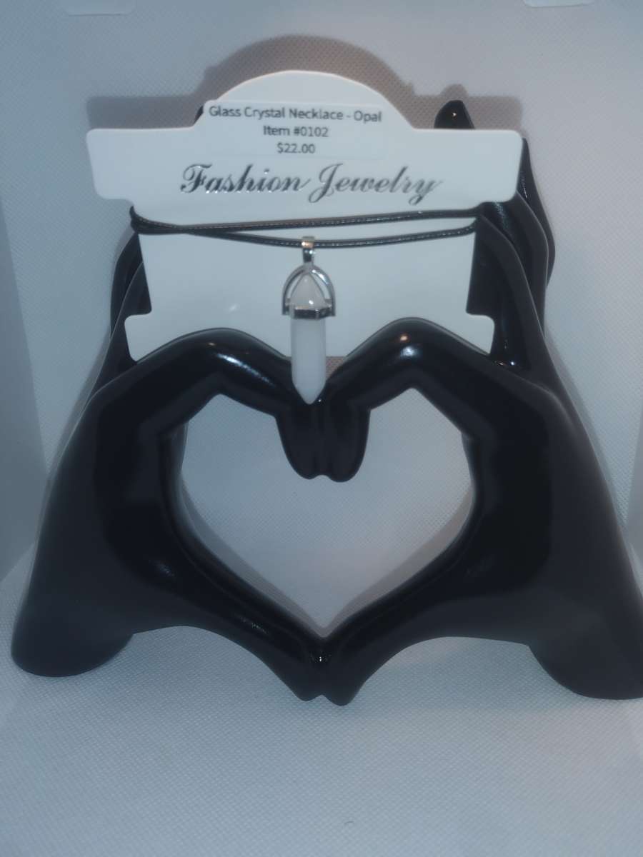 White Glass Pendant Necklace