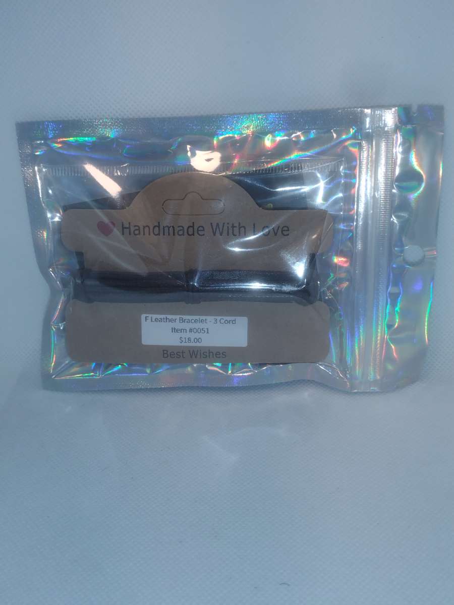 Faux Leather Bracelet 3 Cord Brown