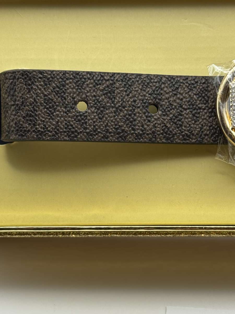 NWT Michael Kors Brown Signature Reversible Pave Logo Belt I