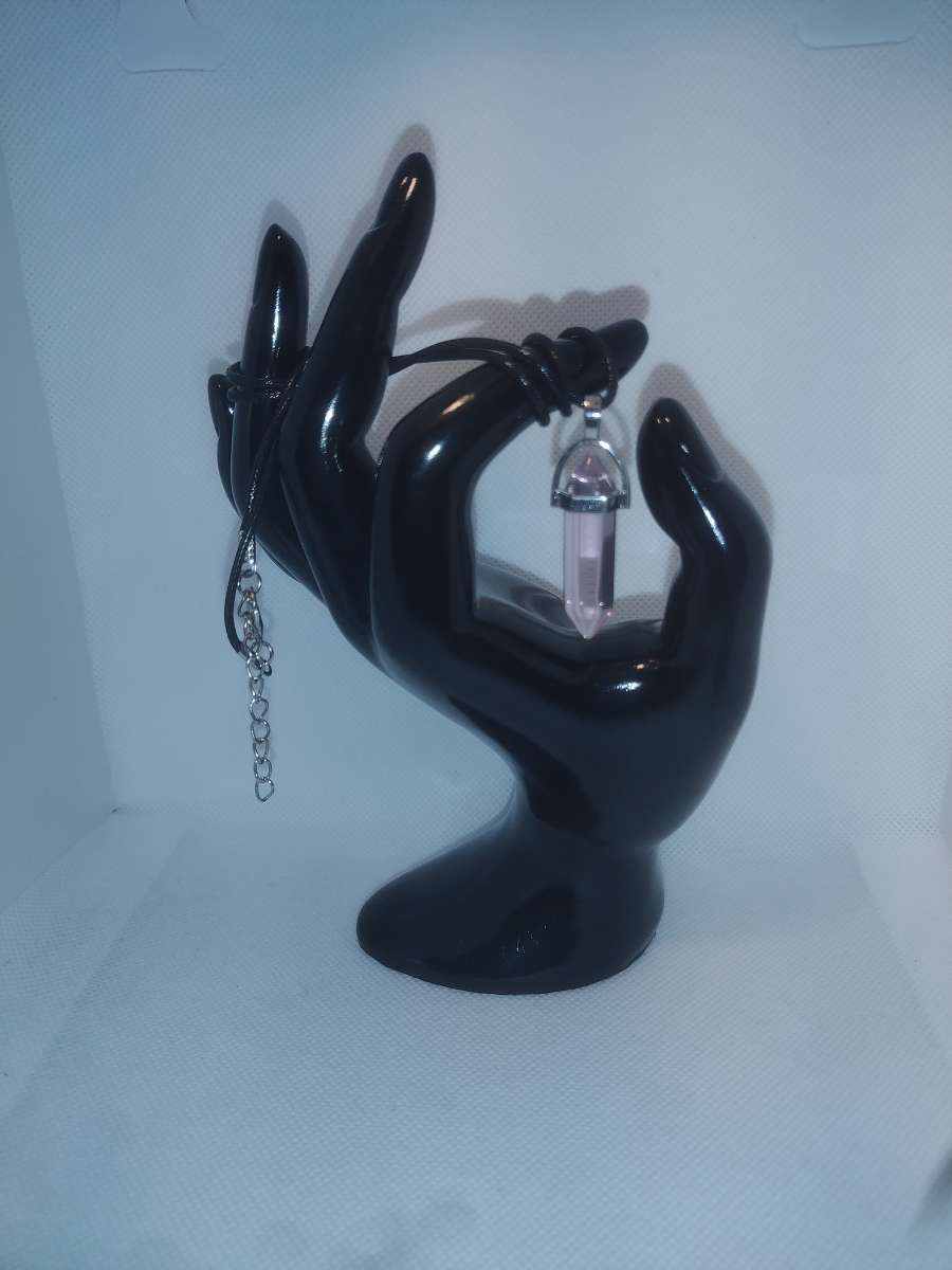 Rose Quartz Glass Pendant Necklace