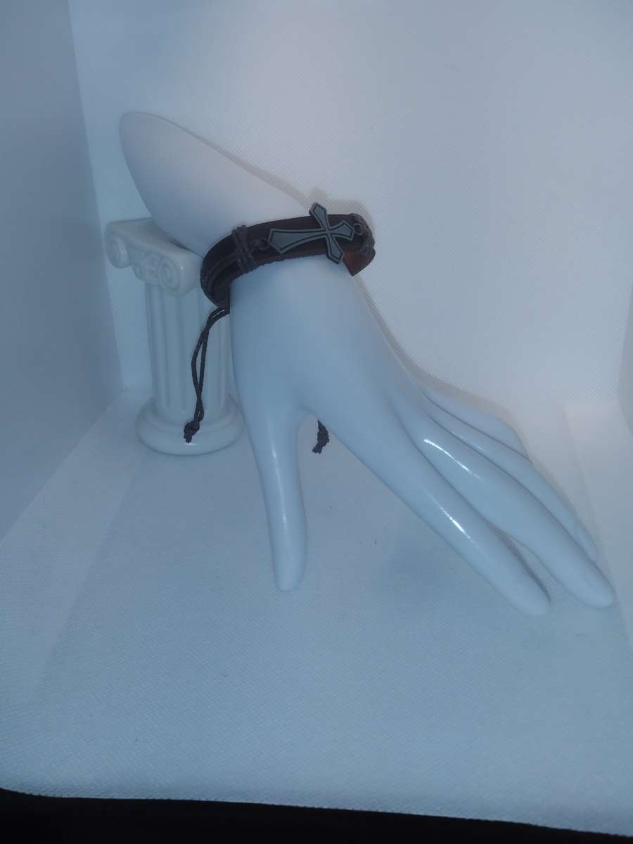 Brown Cross Leather Bracelet VCB