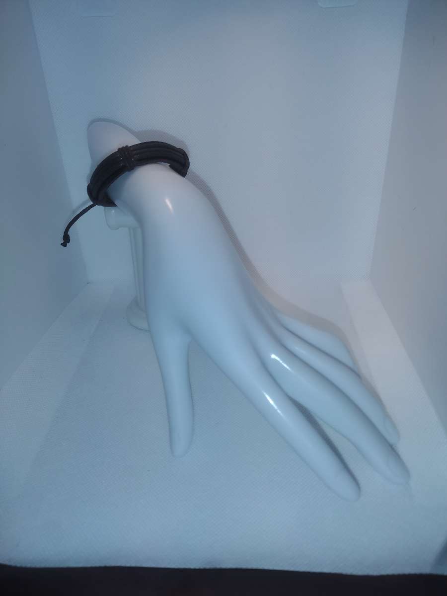 Faux Leather Bracelet 3 Cord Brown