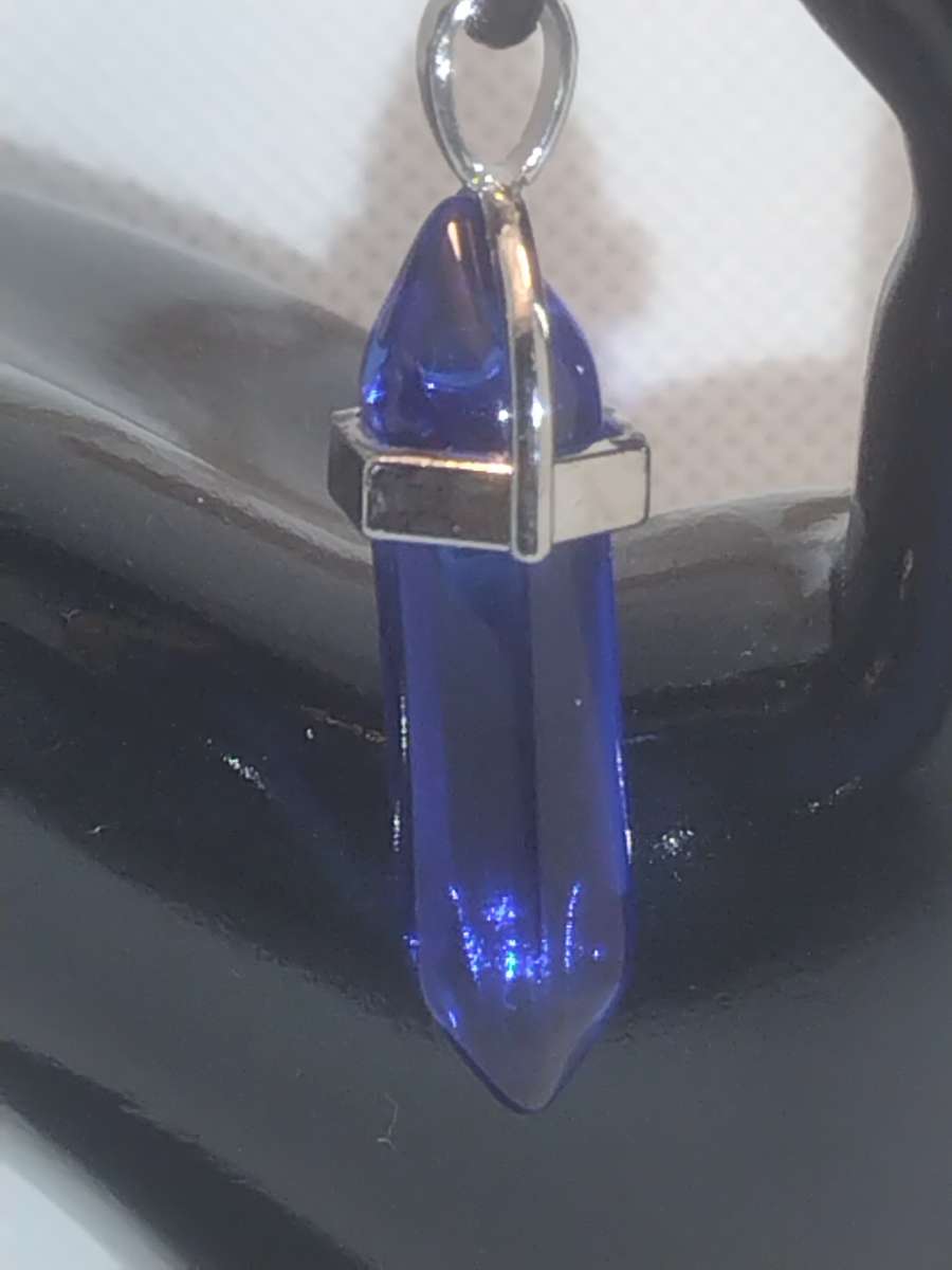 Sapphire Blue Glass Pendant Necklace