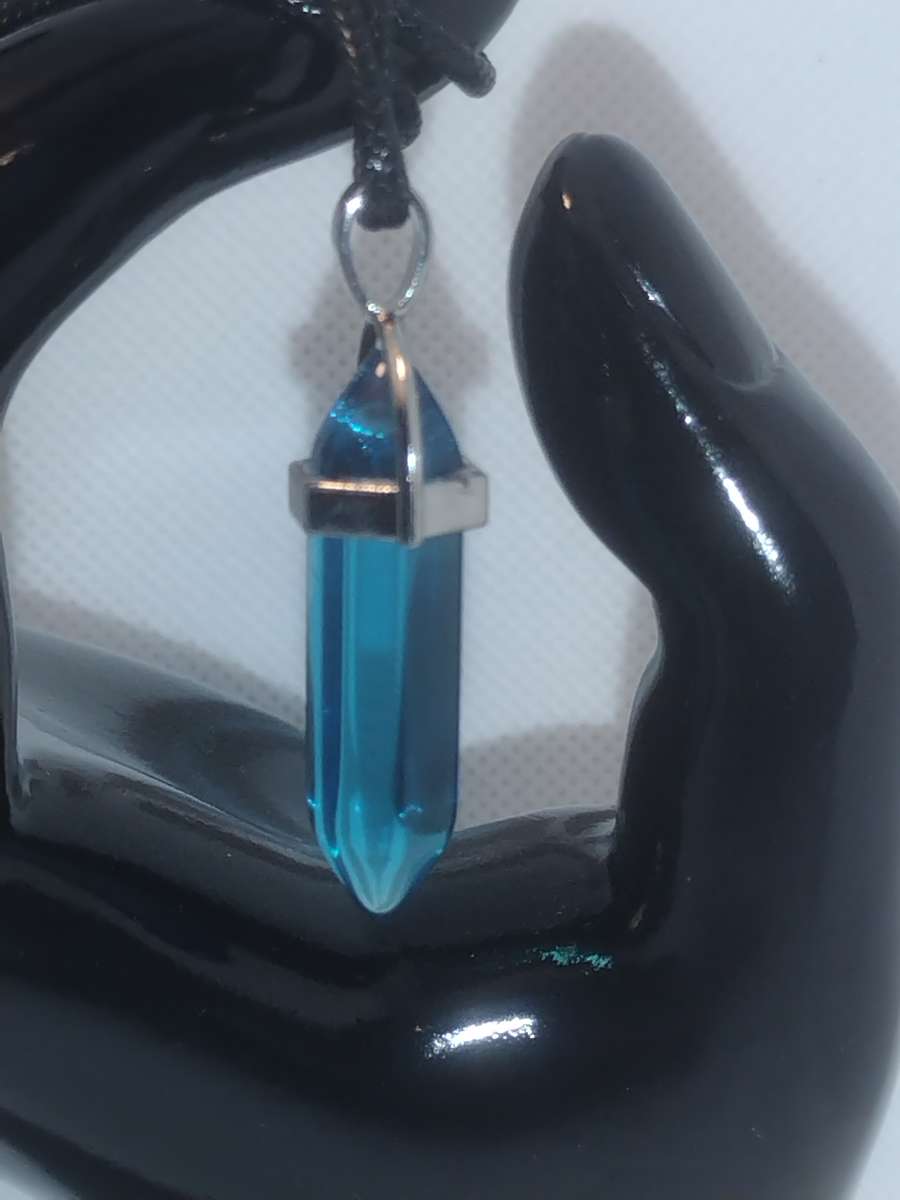 Blue Topaz Glass Pendant Necklace