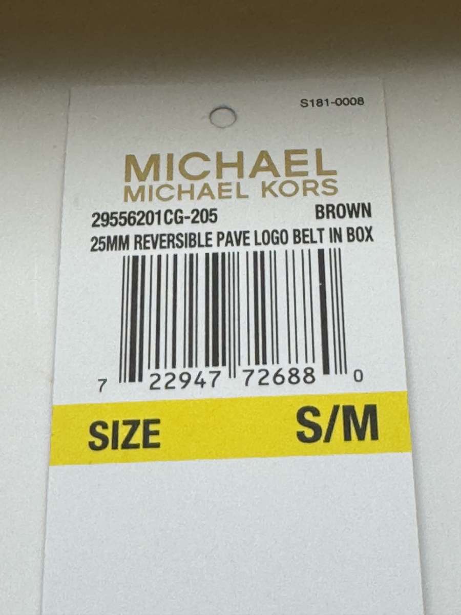 NWT Michael Kors Brown Signature Reversible Pave Logo Belt I