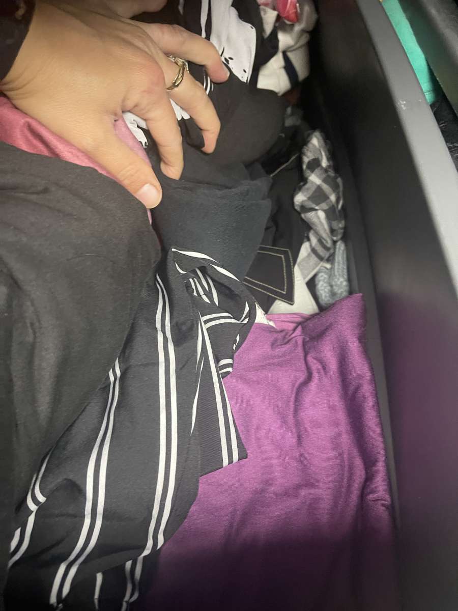 huge 45 gallon bin of womens tops L and up