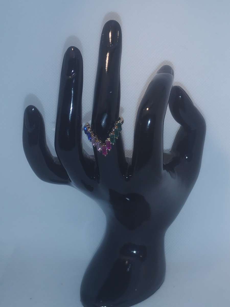 Multi Colored V Shape Chic Rhinestone Ring