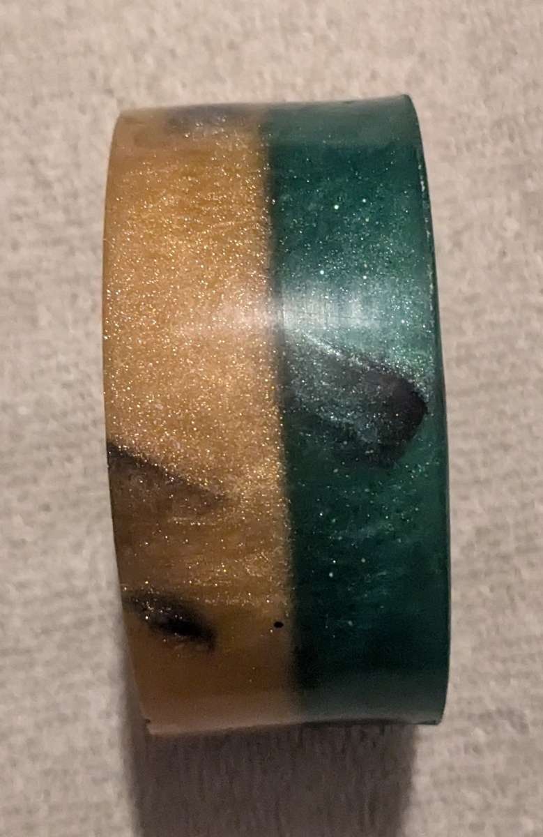 Yellow and Green petrified wood cuff bracelet