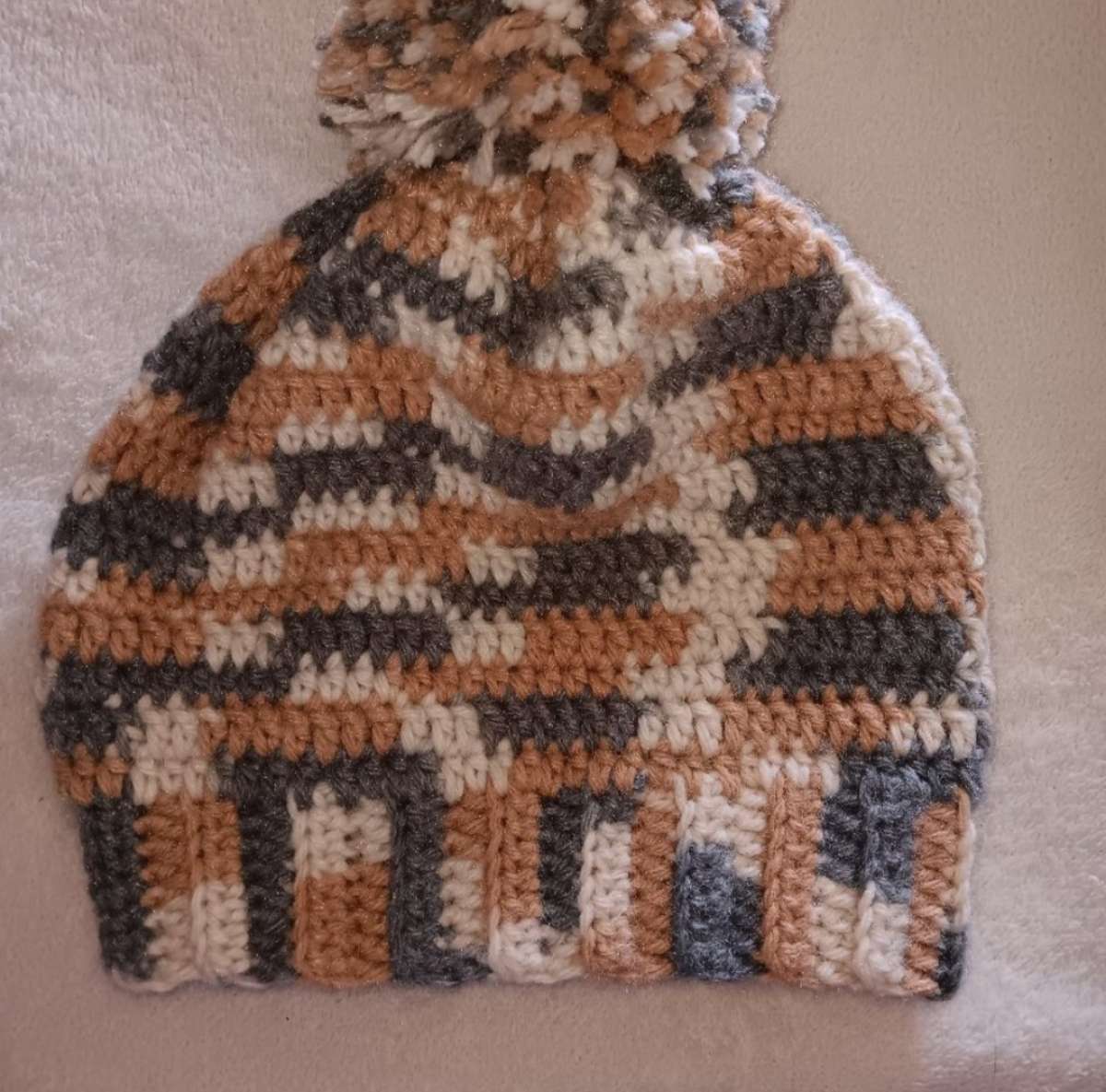 Handmade Crochet Childrens Beanie with Pompom